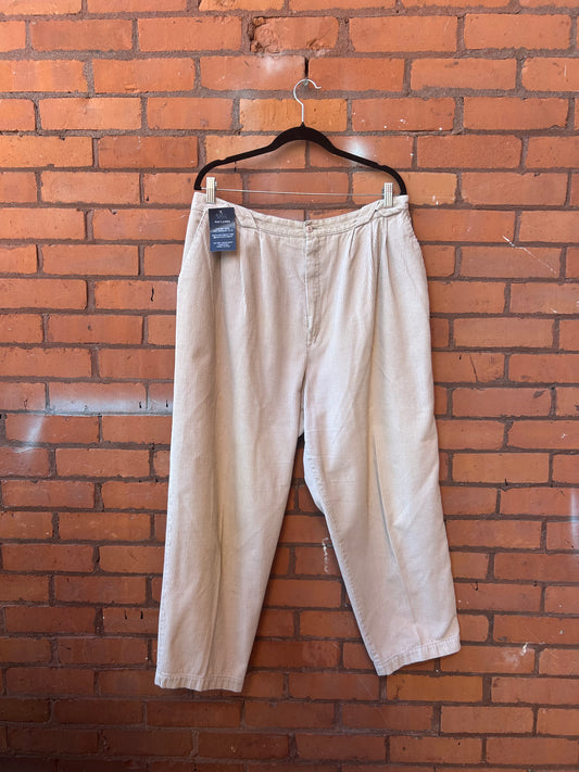 90’s Vintage Beige Cord High Waist Trousers / 38 Waist