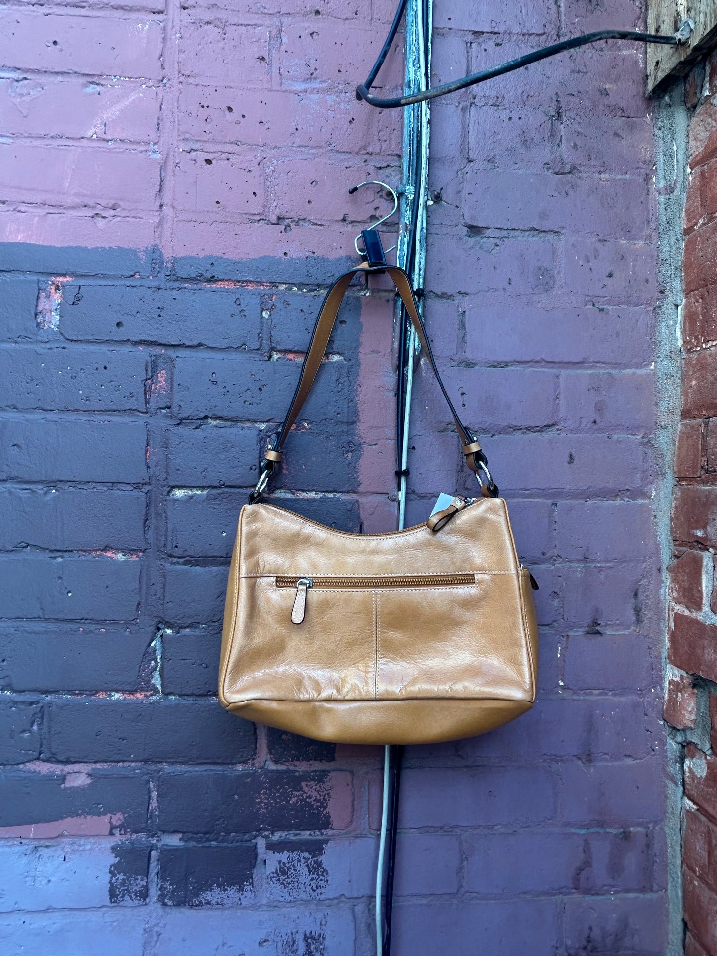 Y2K Vintage Brown Leather Structured Shoulder Purse