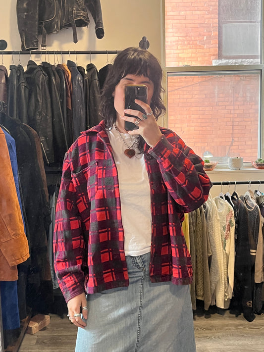 70’s Vintage Plaid Thick Cotton Shacket / Size L