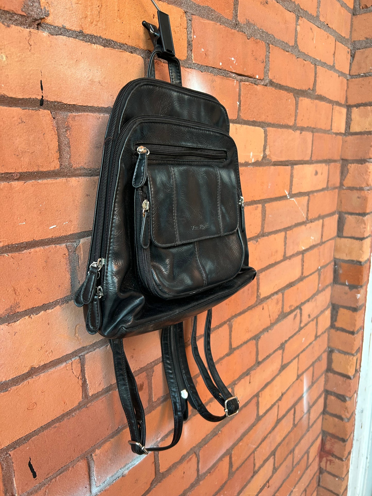 Y2K Vintage Black Leather Mini Back Pack