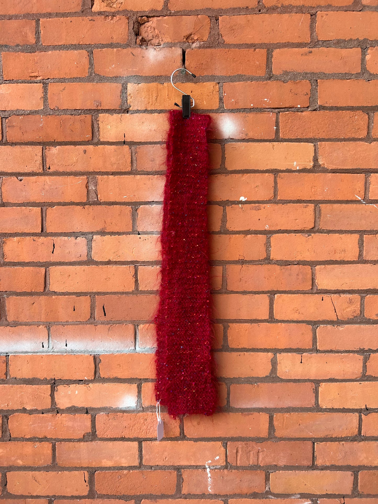 Y2K Vintage Red Mohair Skinny Scarf