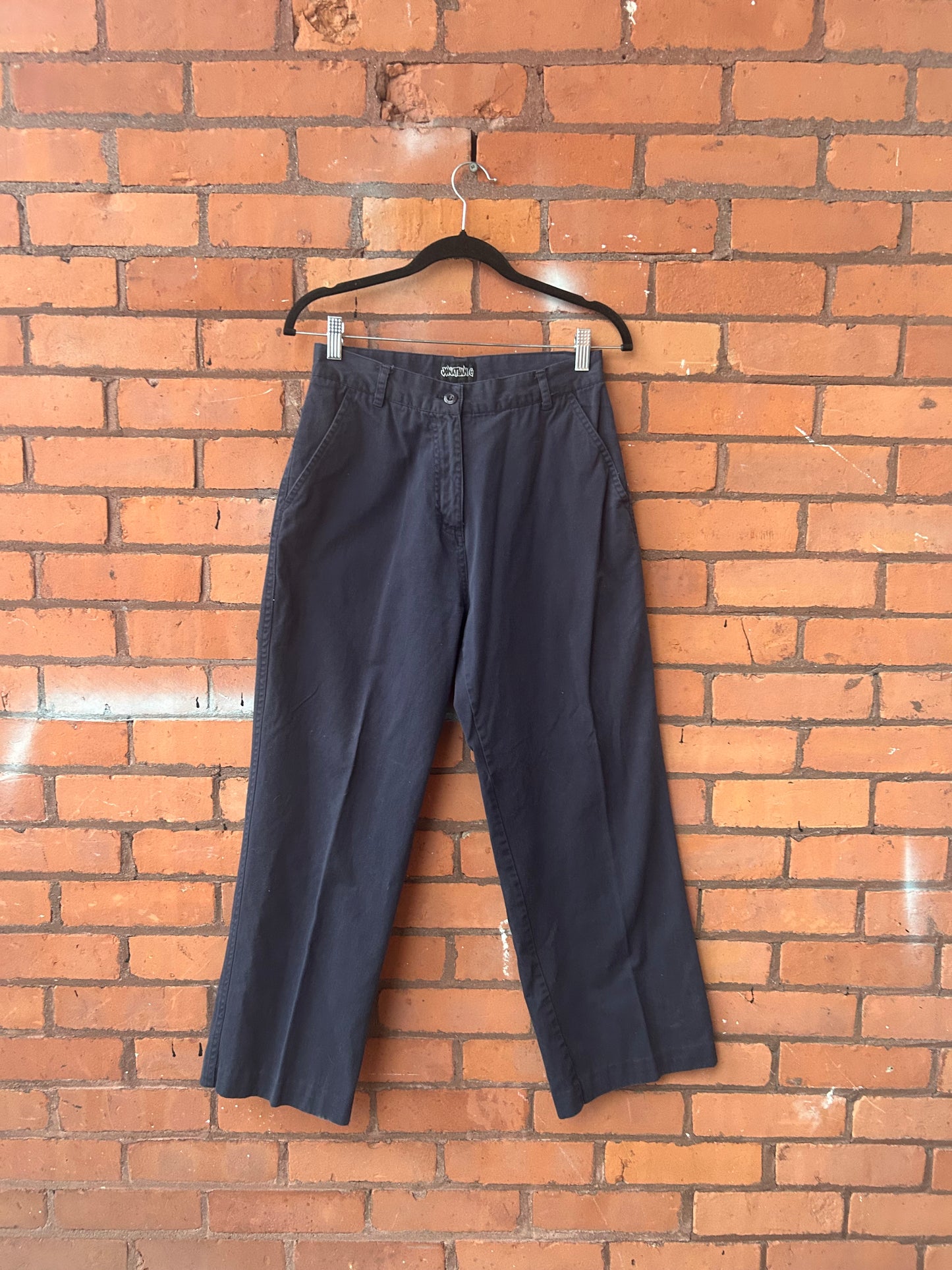 90’s Vintage Navy Cotton Pants / 28 Waist