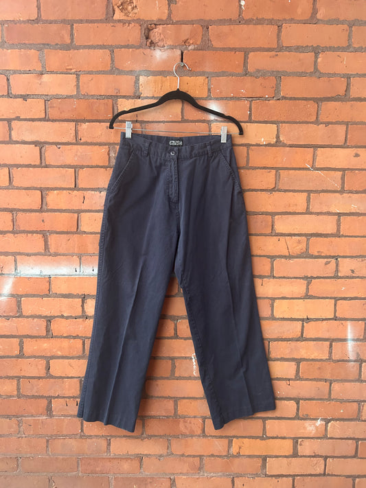 90’s Vintage Navy Cotton Pants / 28 Waist