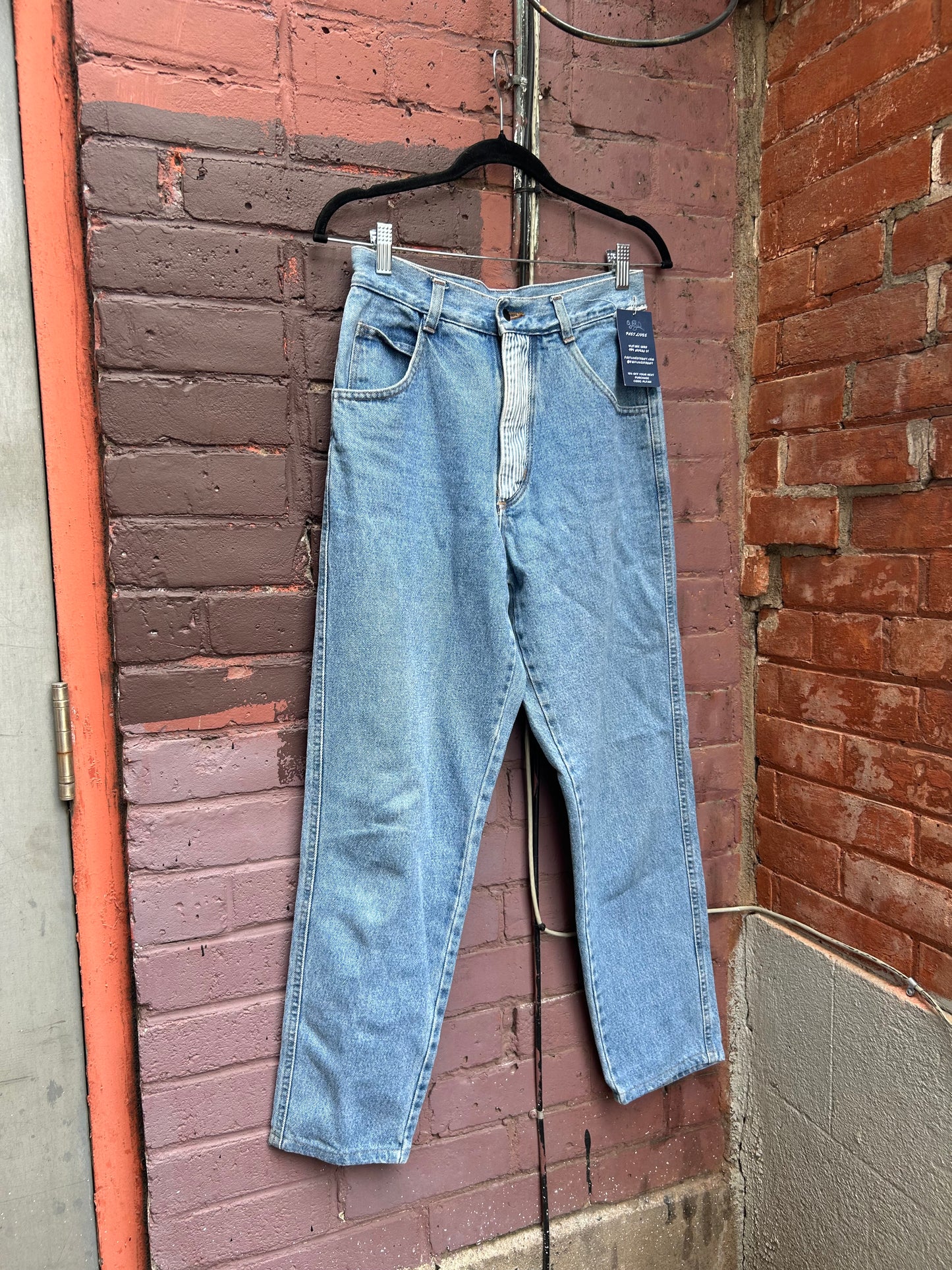 90’s Vintage Light Wash Striped Jeans / 30 Waist