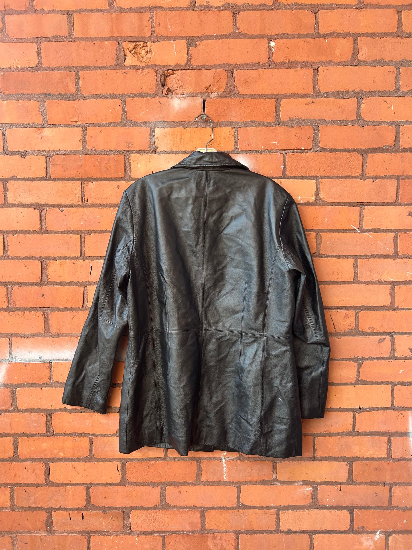 90’s Vintage Black Leather Jacket / Size L