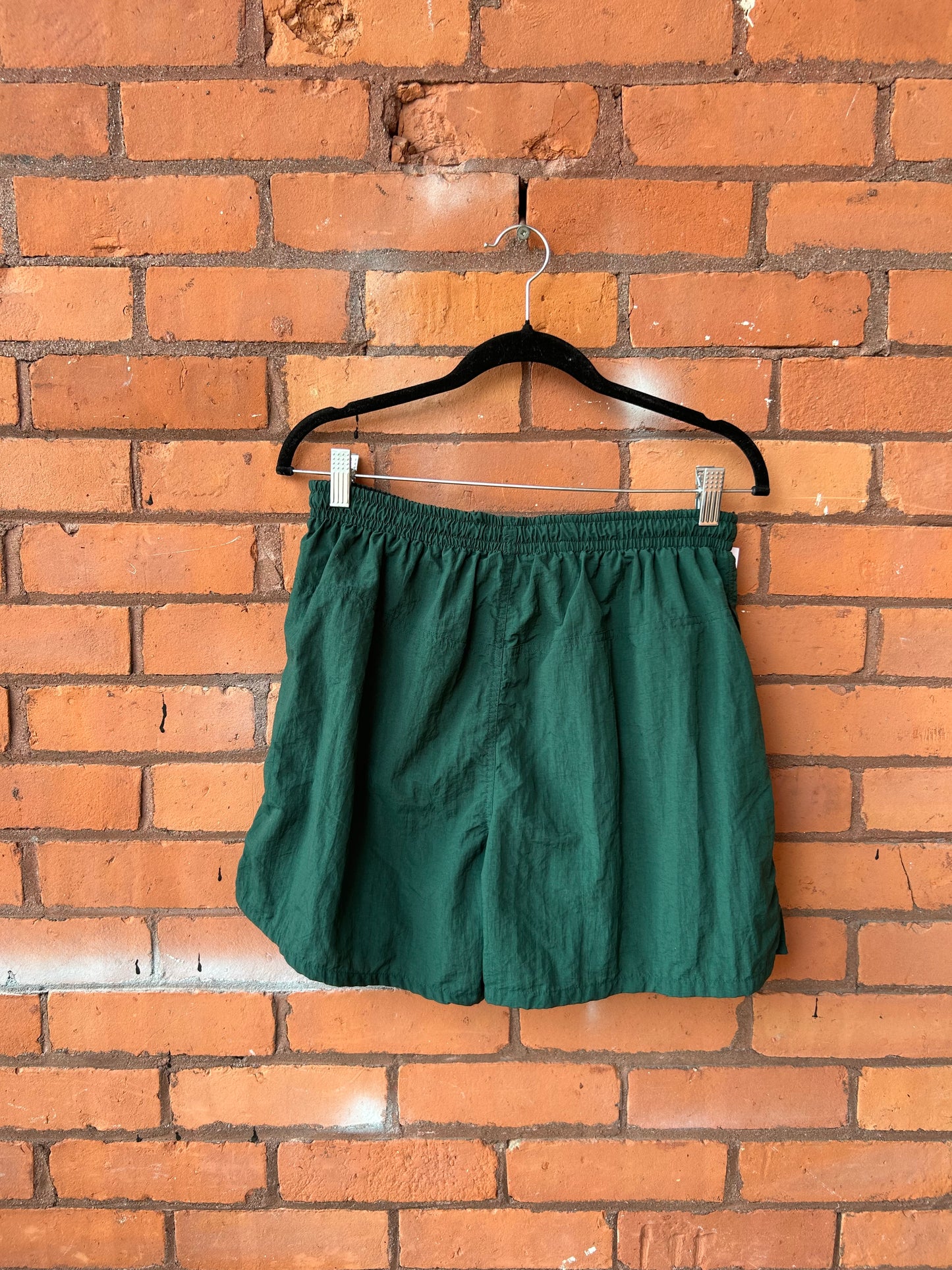 90’s Vintage Forest Green Swim Shorts / 26-30 Waist