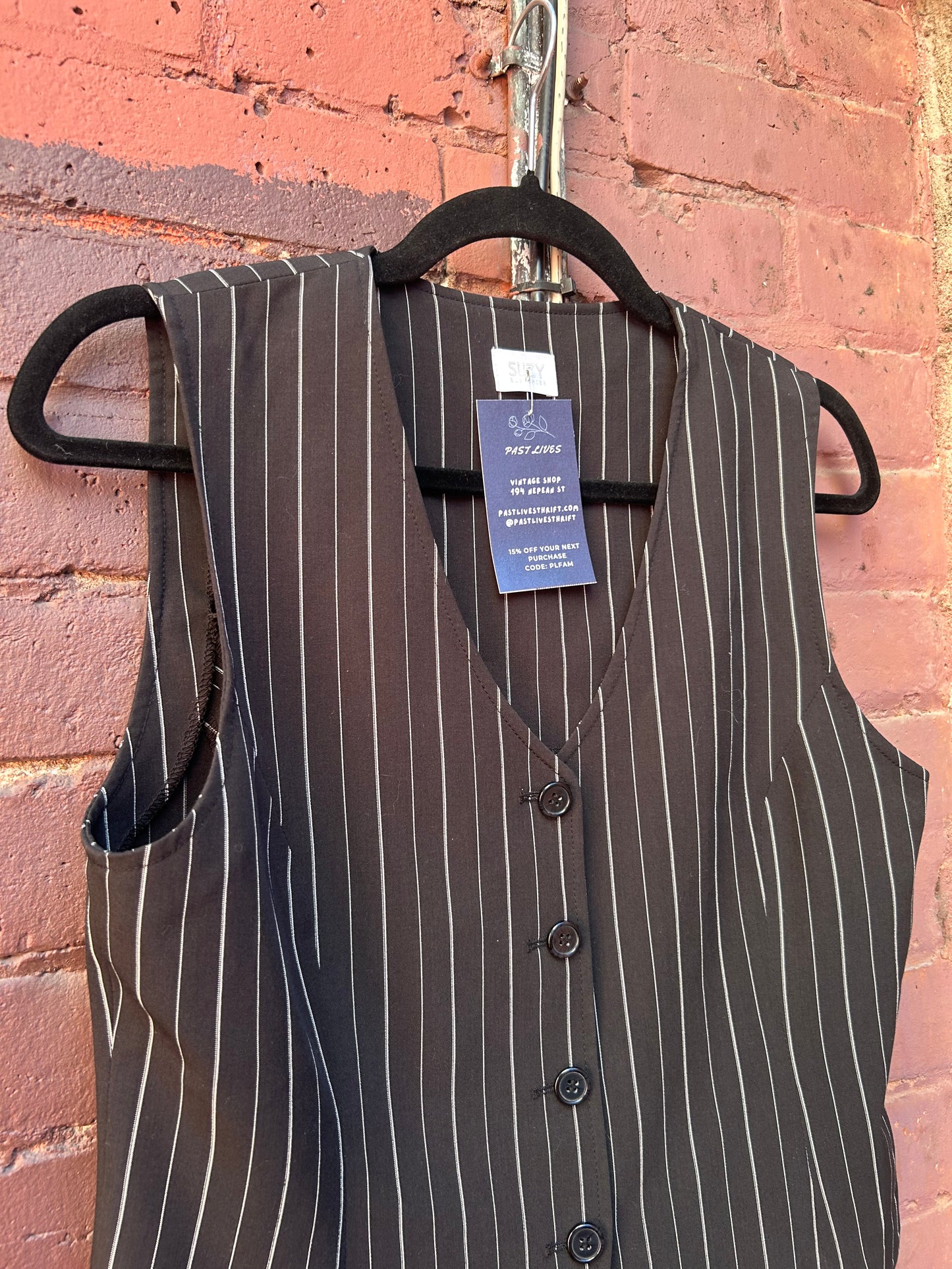 Y2K Vintage Black & White Pinstripe Vest / Size M