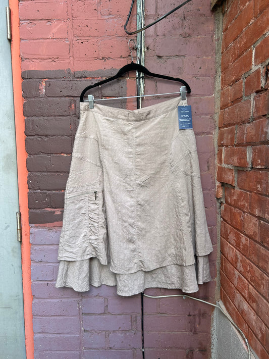 Y2K Vintage Taupe Utility Layered Midi Skirt / 34 Waist