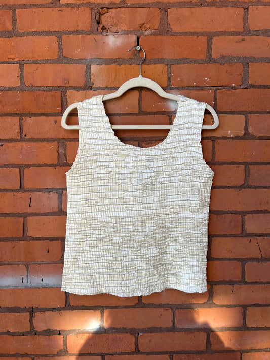 90’s Vintage White Satin Ruched Tank Top / Size XL