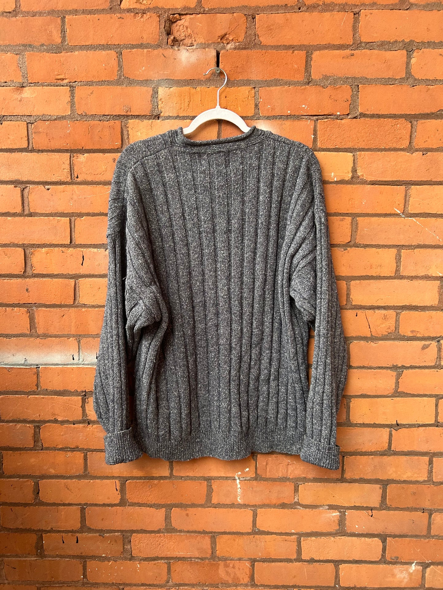 90’s Vintage Blue Ribbed Henley Sweater / Size XXL