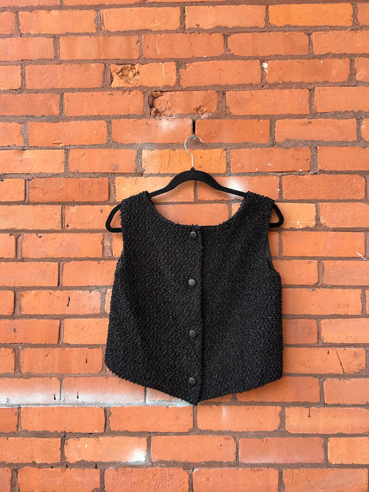 90’s Vintage Sparkly Black Textured Vest Top / Size S