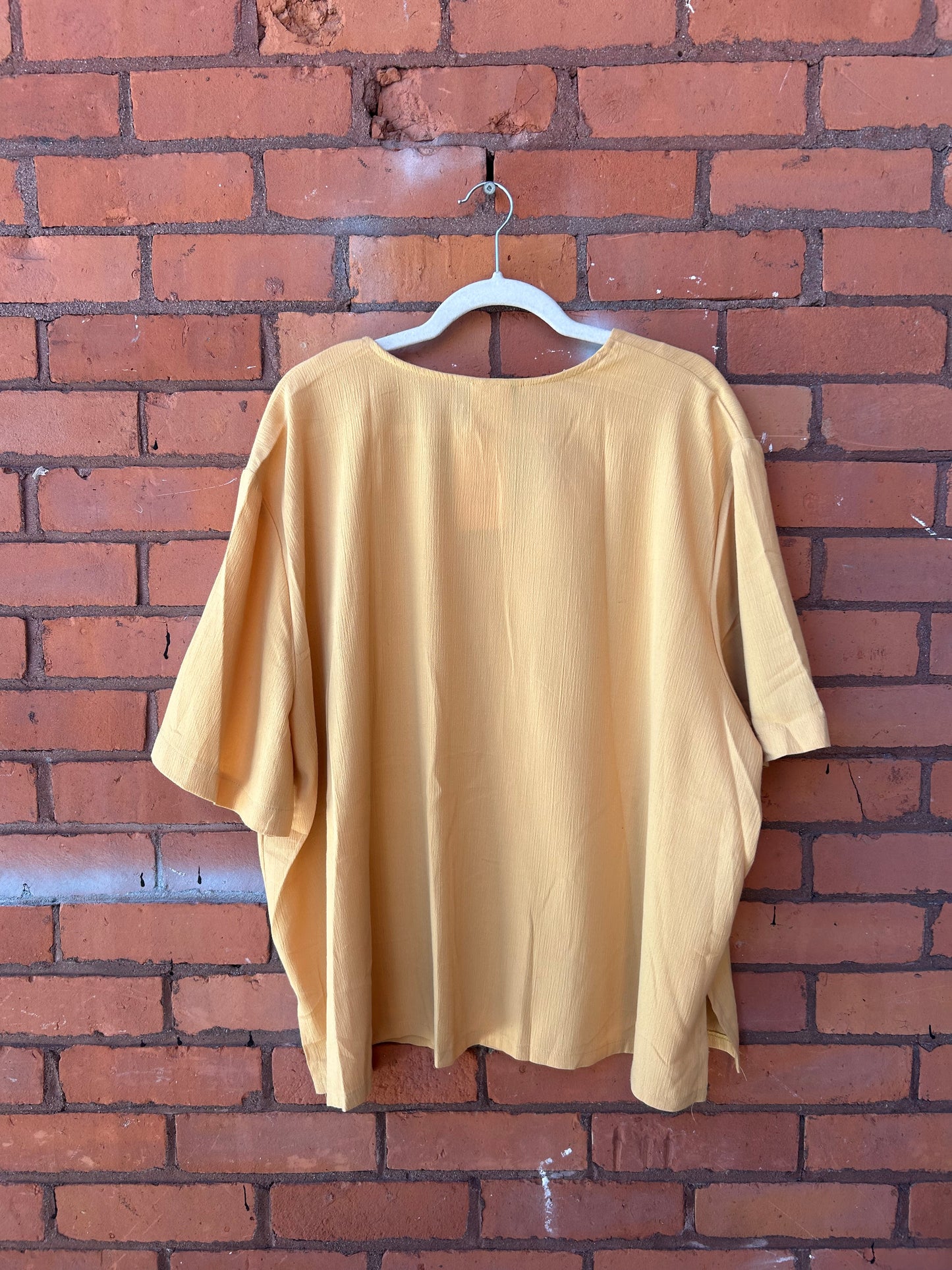 90’s Vintage Sunny Yellow Button Down Blouse / Size 3X