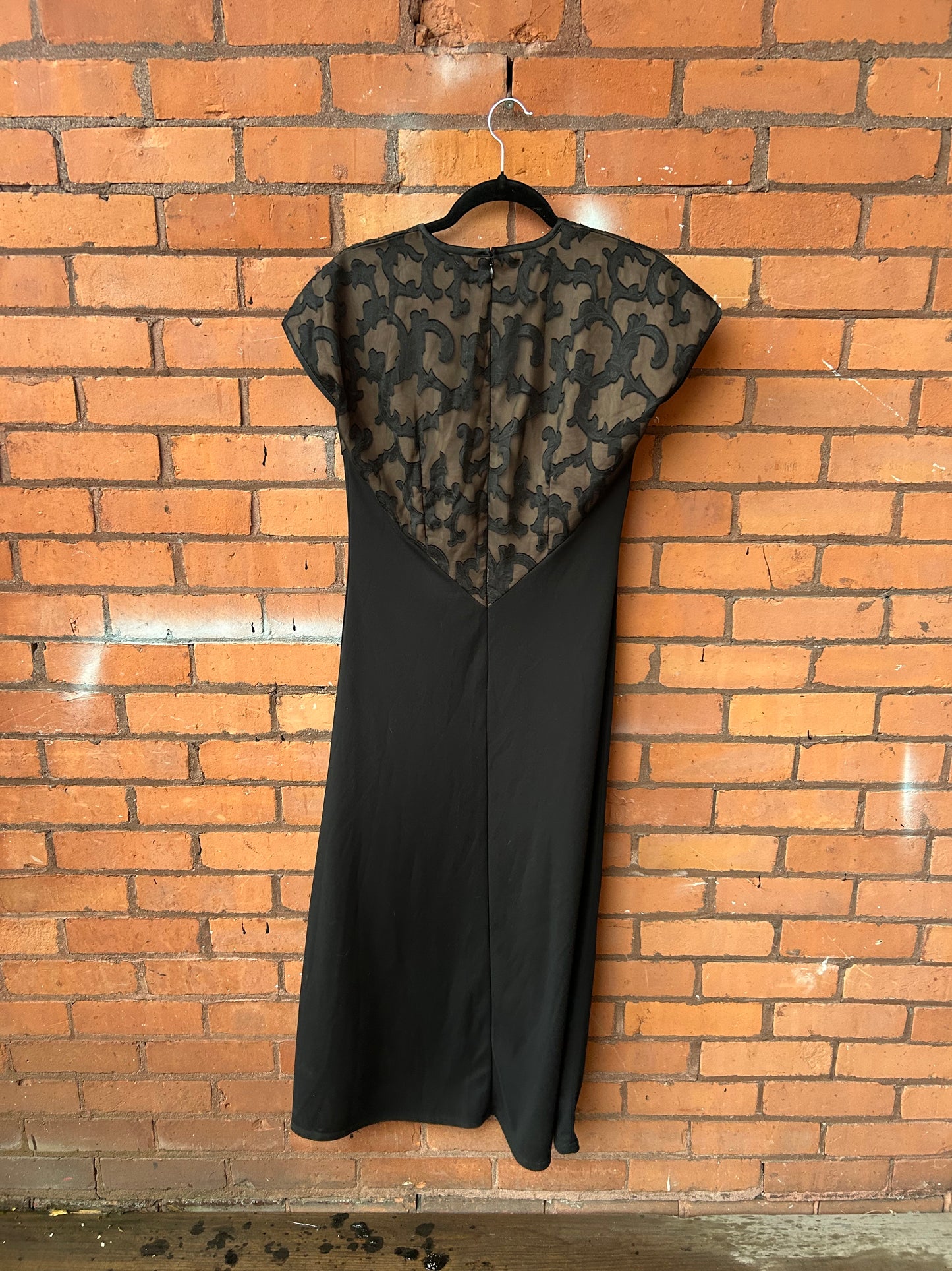 90’s Vintage Vampy Jacquard Maxi Dress / Size 6