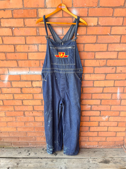 60’s Vintage TTC Selvedge Denim Overalls / 36 Waist