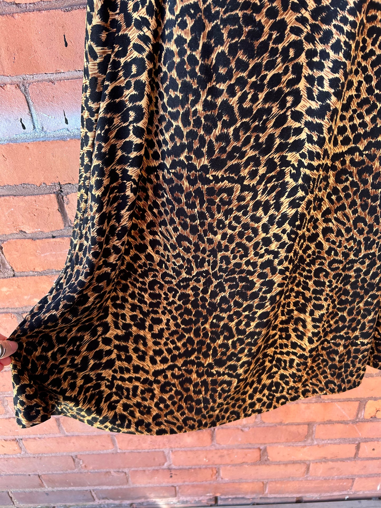 90’s Vintage Leopard Print Slinky Mini Dress / Size XL-XXL