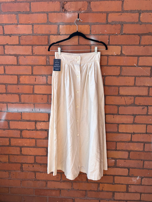 90’s Vintage Beige Linen & Cotton A-Line Button Down Skirt / 26 Waist