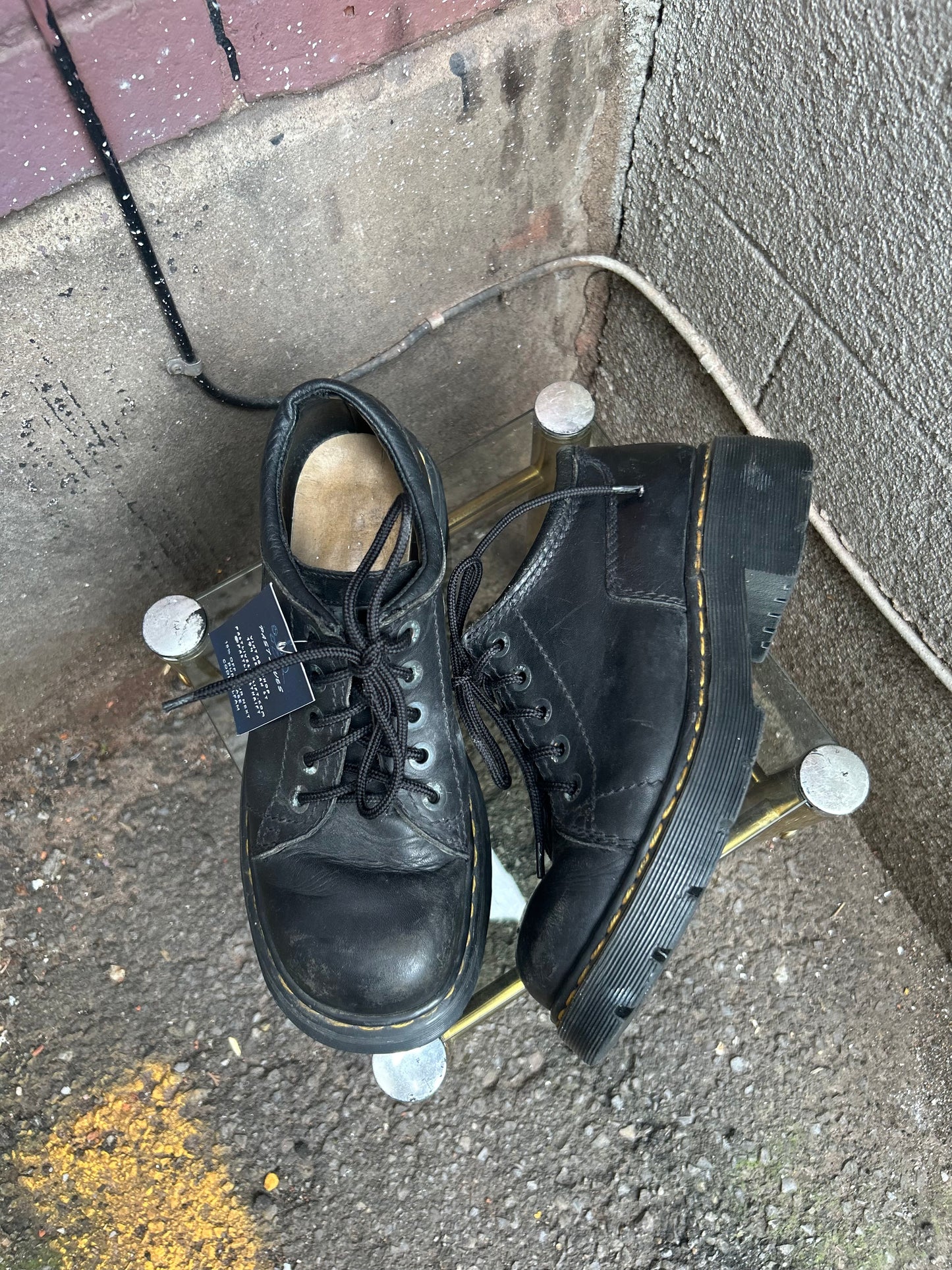90's Vintage Dr Martens Black Leather Abilene Chunky Lace Up Shoes / Size 10