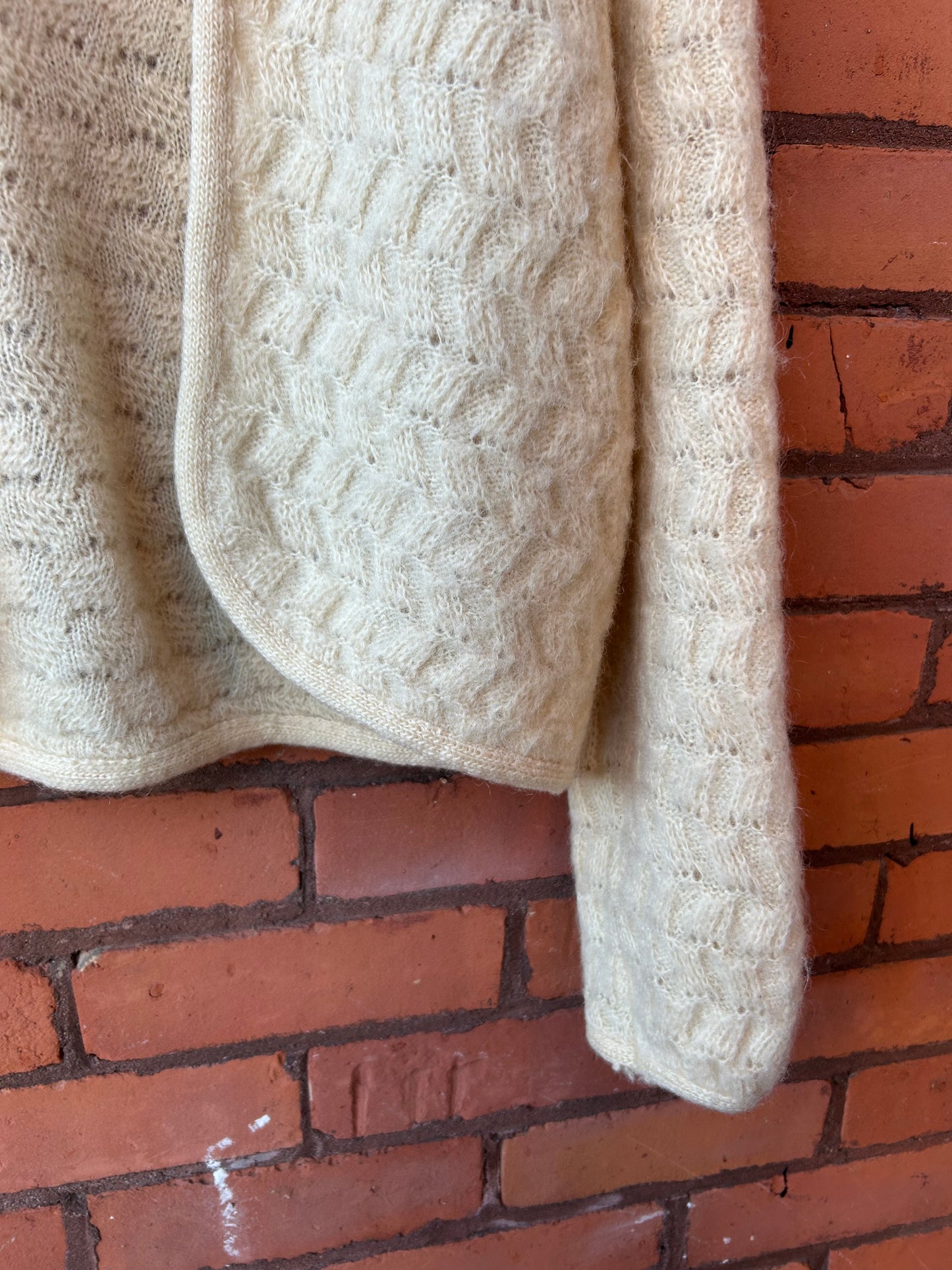 80’s Vintage Cream Wool Open Cardigan / Size M-L