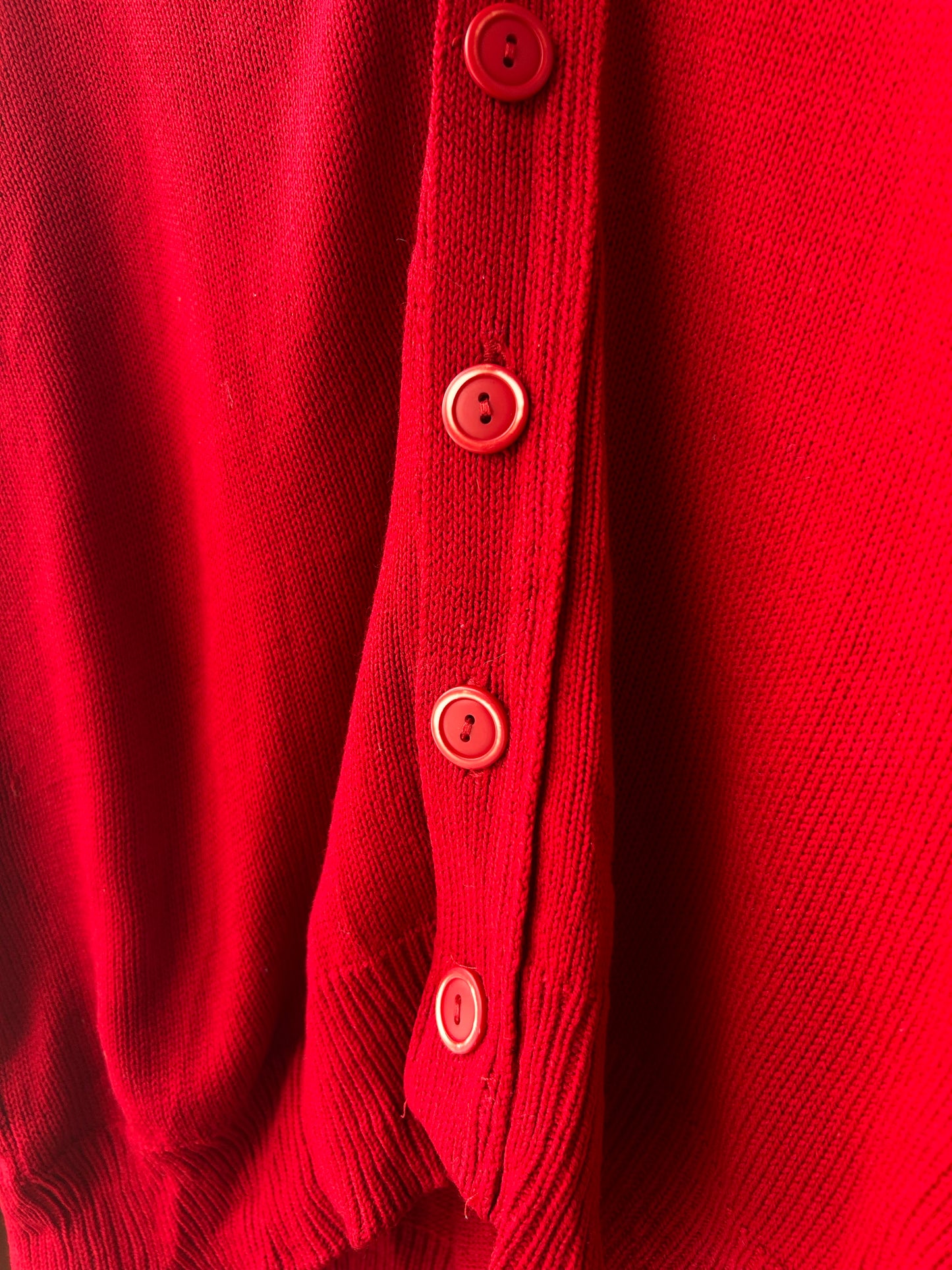 90’s Vintage Red Cotton Cardigan / Size M