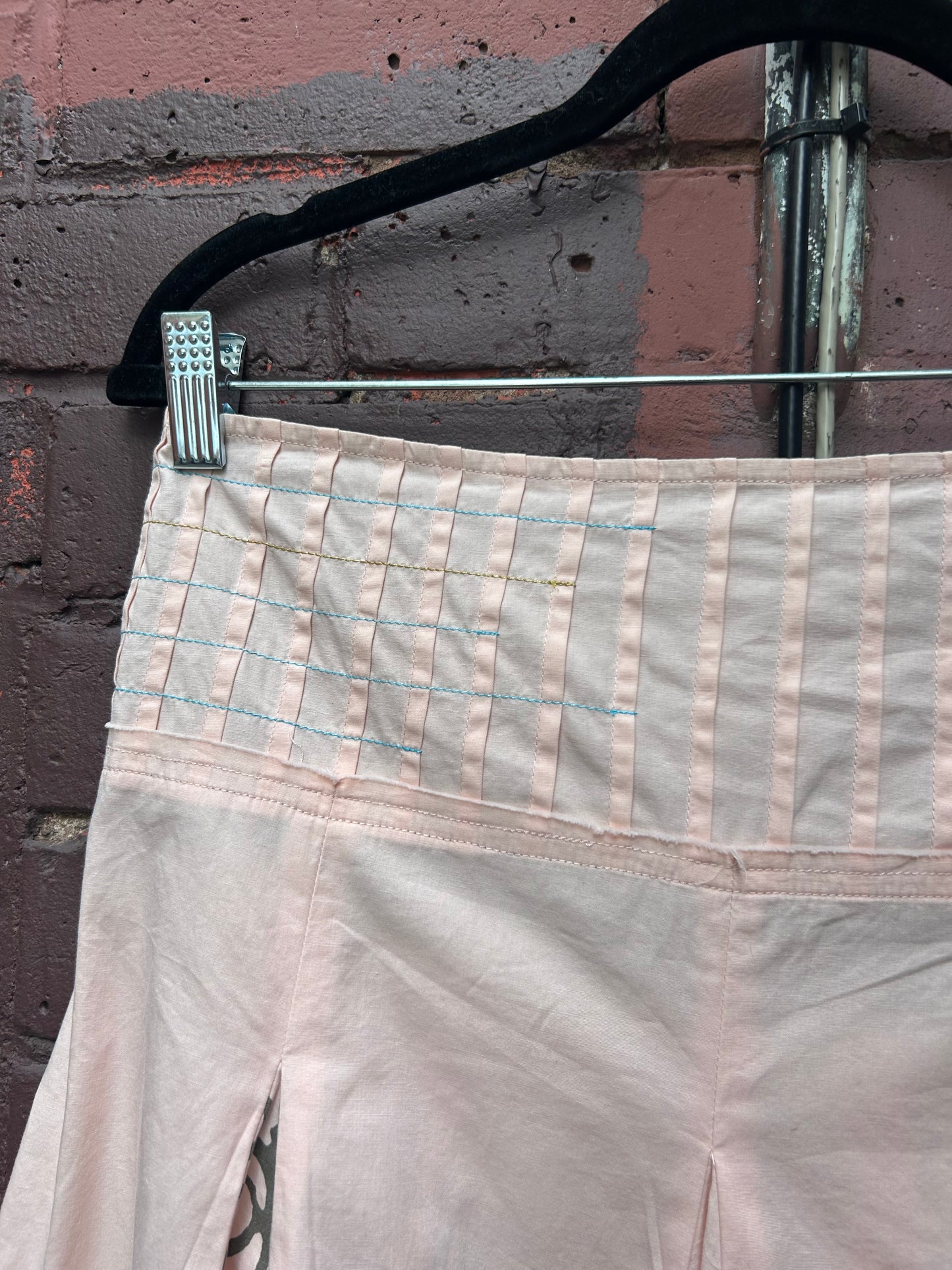 Y2K Vintage Pink Cotton Drop Waist Midi Skirt / 30 Waist