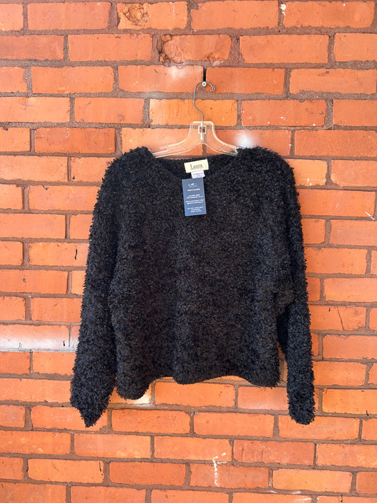 90’s Vintage Fuzzy Black Boxy Sweater / Size XL