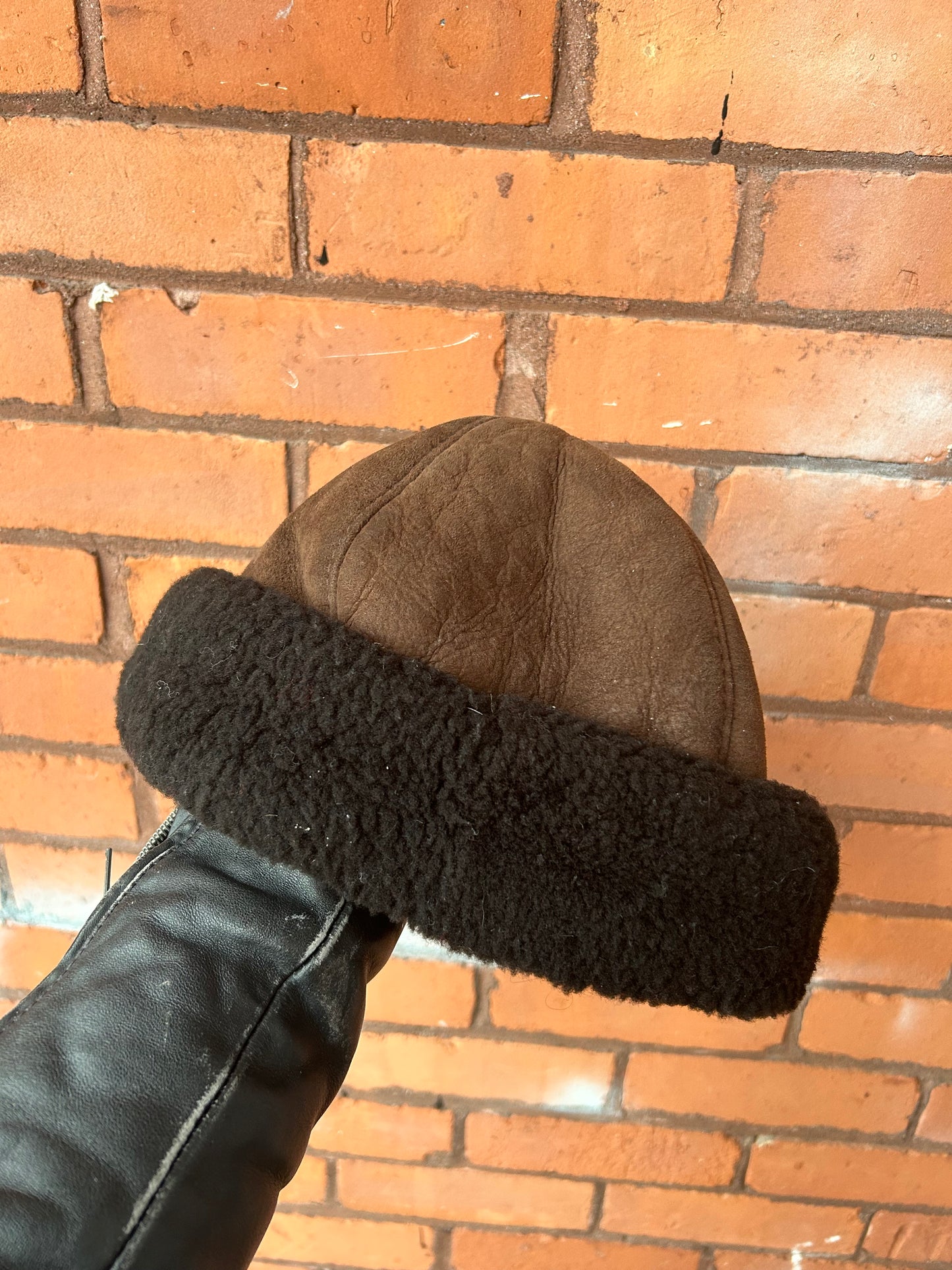 70’s Vintage Brown Sheepskin Hat / Size M