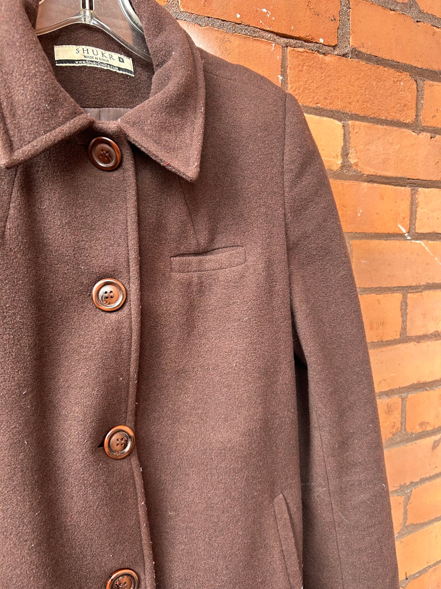 Y2K Vintage Brown Wool Blend Maxi Over Coat / Size S