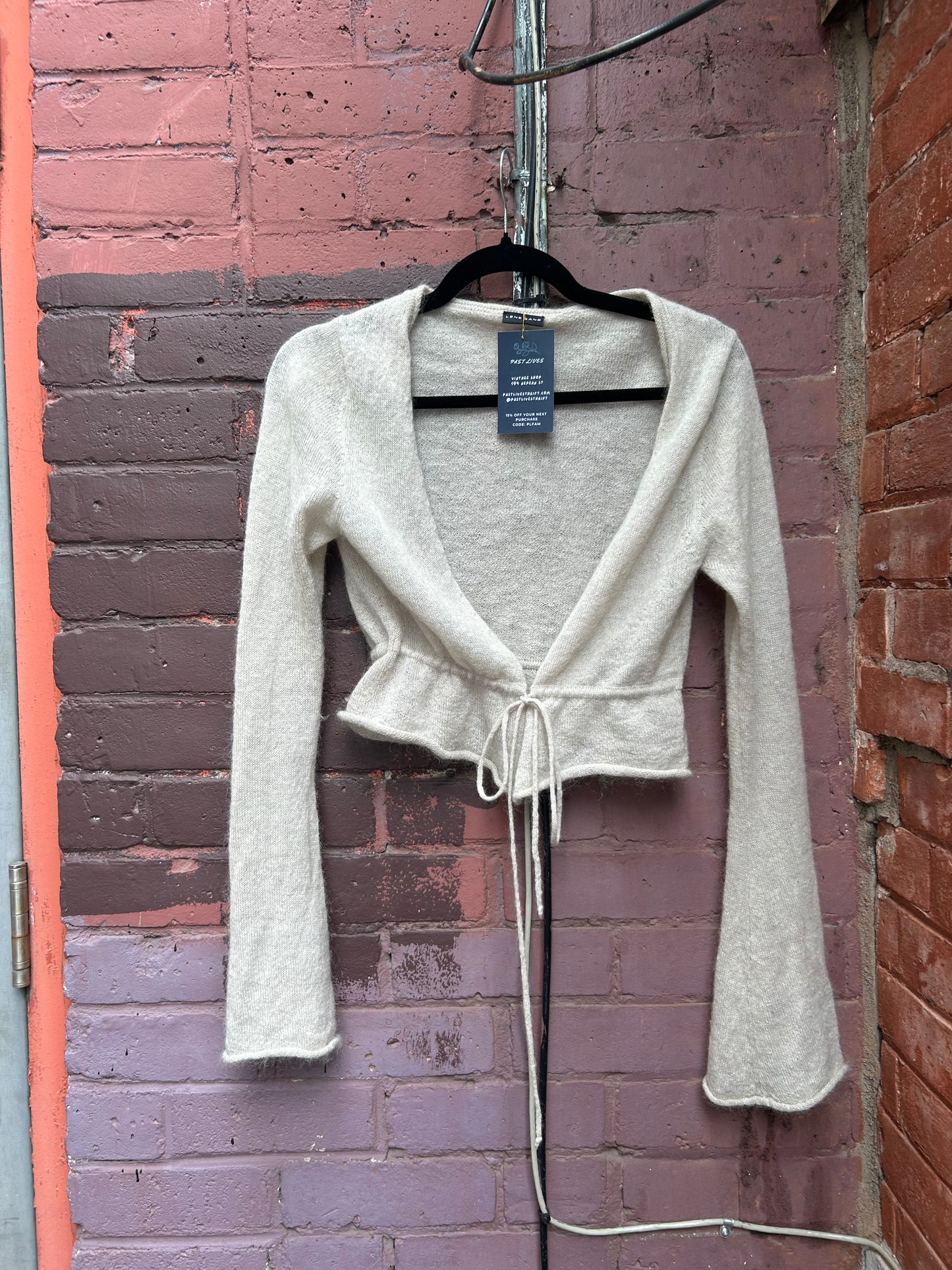 Y2K Vintage Stone Mohair Tie Cardigan / Size XS