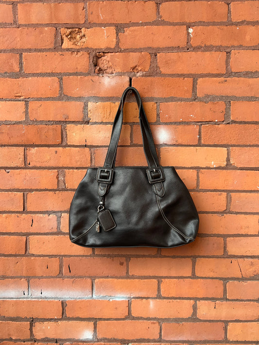 Y2K Vintage Black Leather Medium Shoulder Purse