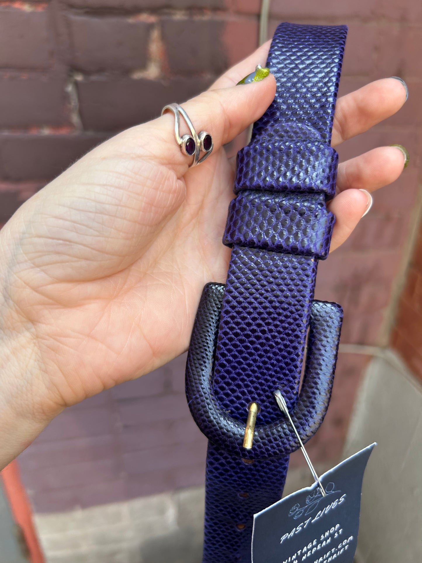 80's Vintage Purple Genuine Snake Skin Belt / Size XS-S