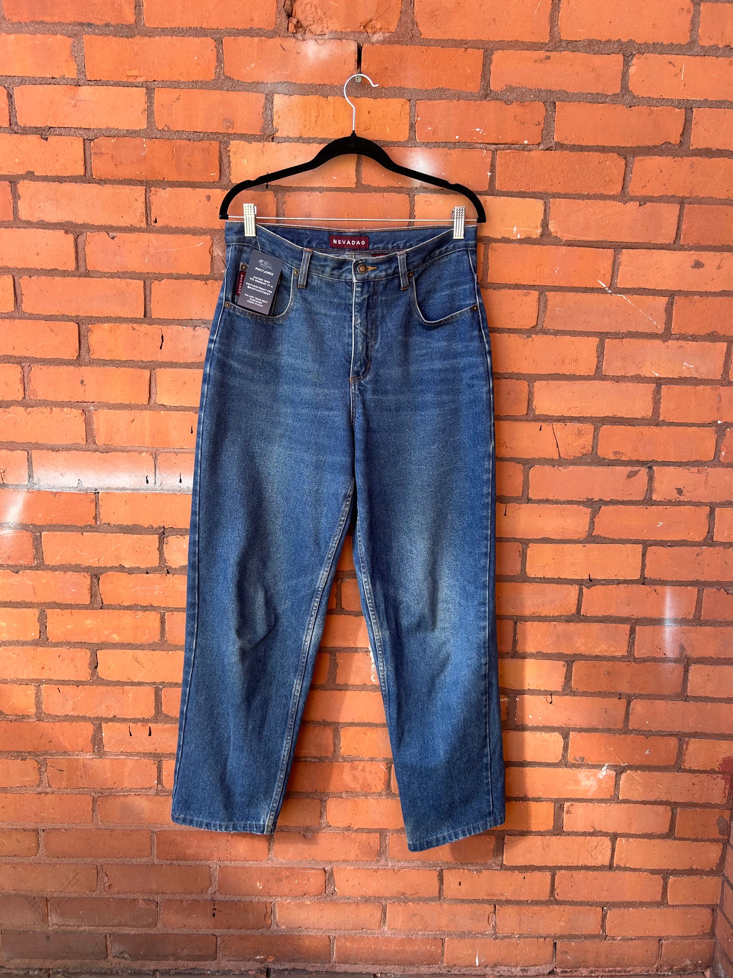 90’s Vintage Blue High Waist Straight Leg Jeans / 32 Waist