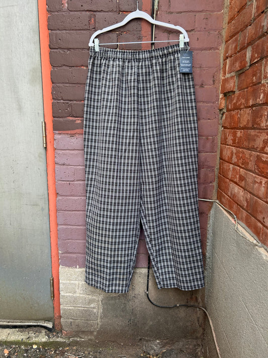 90's Vintage Black & White Plaid Easy Pants / 36 - 42 Waist