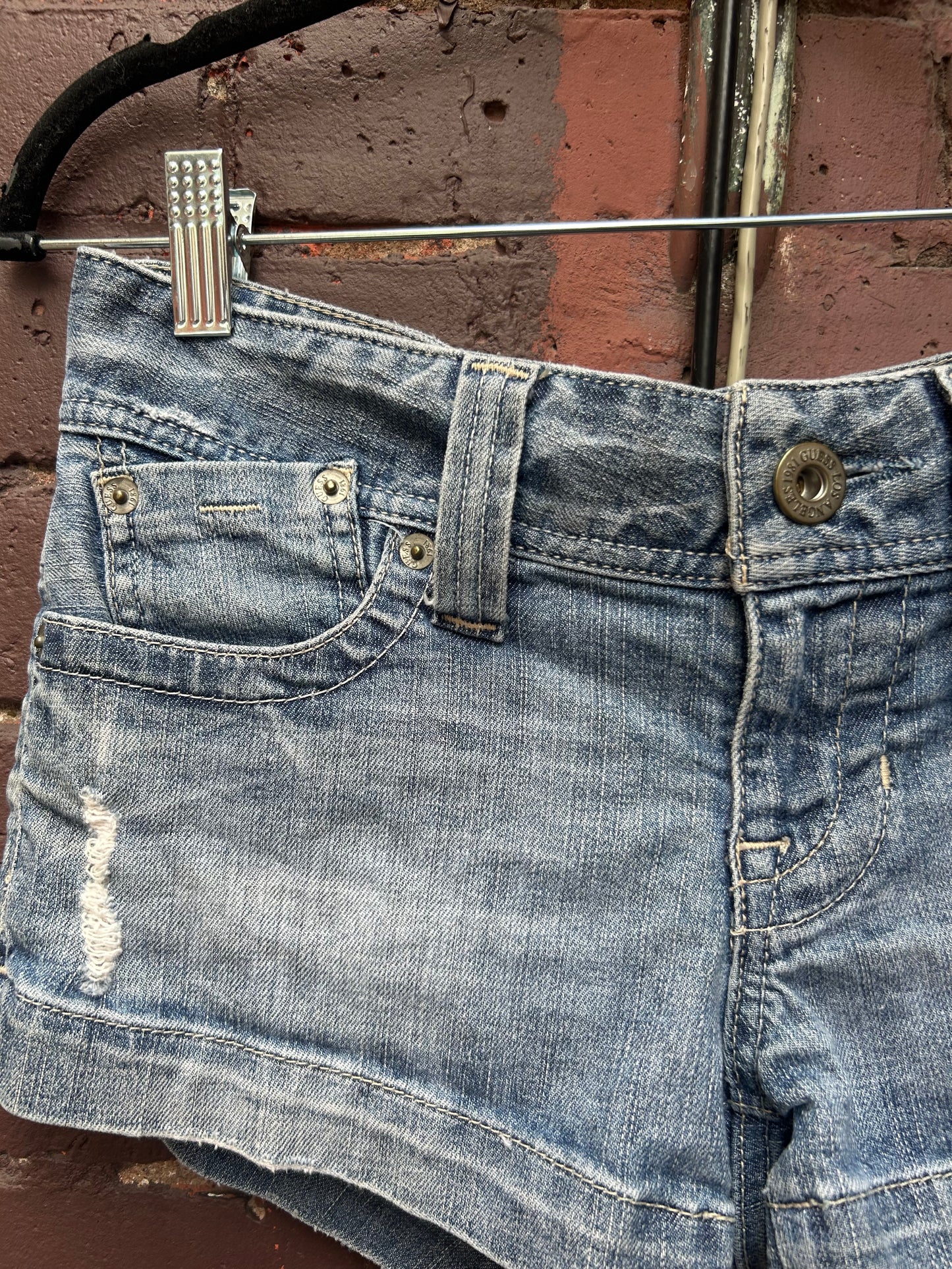 Y2K Vintage Guess Low Rise Denim Micro Shorts / 32 Waist