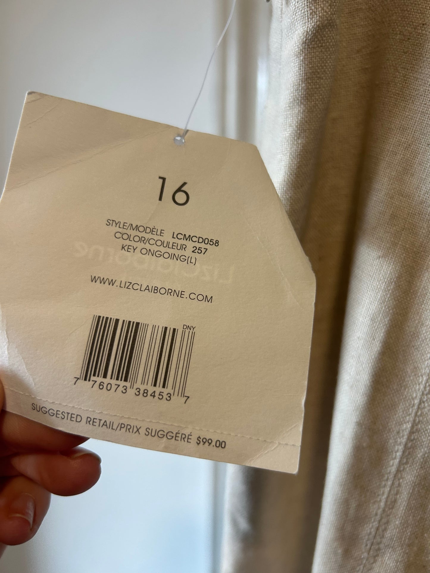 Y2K Vintage Liz Claiborne Deadstock Beige Linen Cotton Skirt / 36 Waist