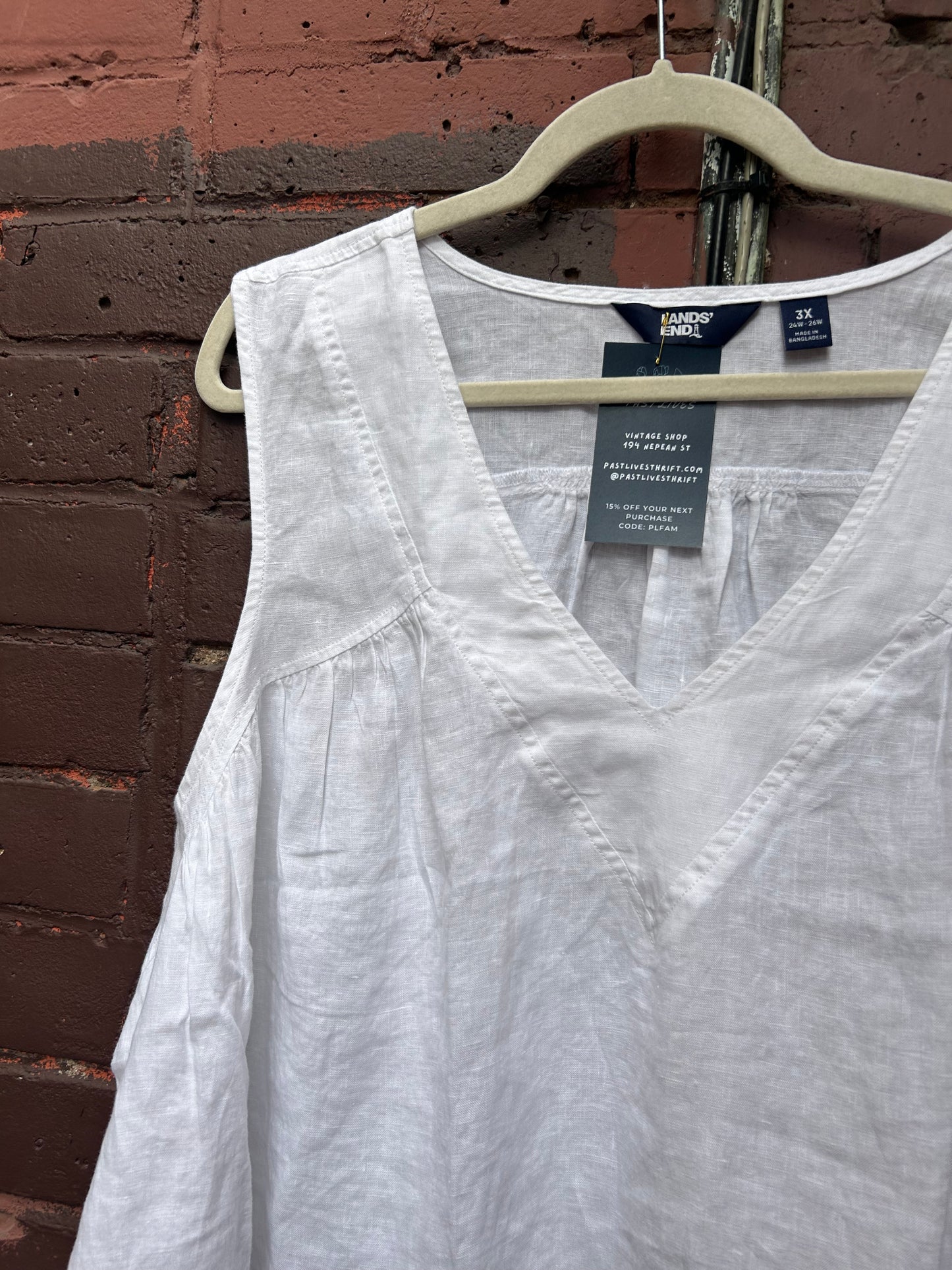 Y2K Vintage White Linen Flowy Tank / Size 3X