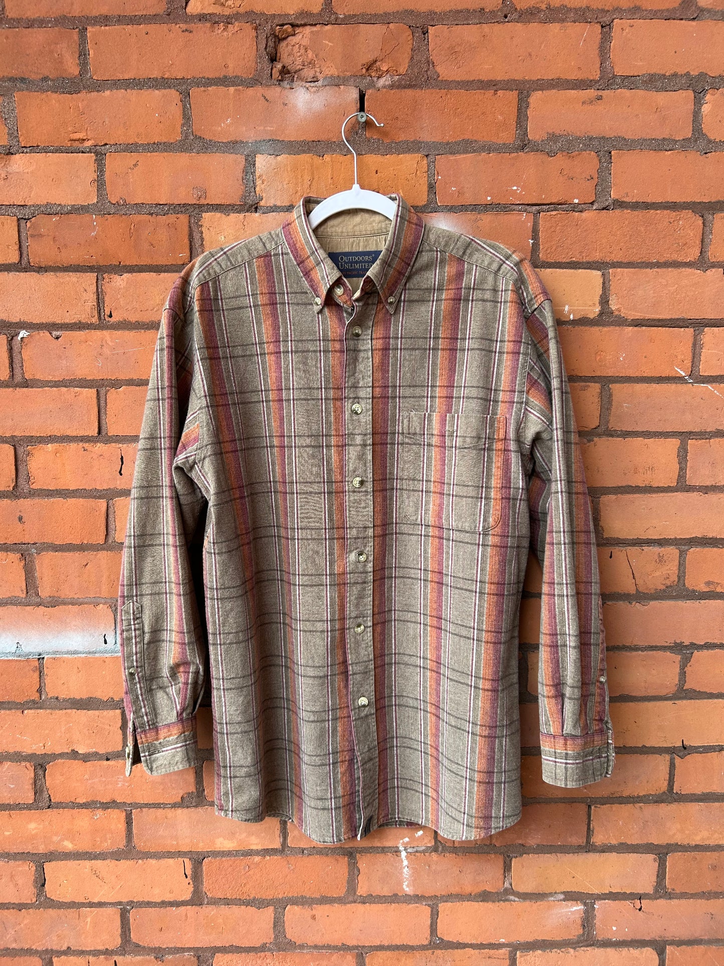 90’s Vintage Thick Cotton Plaid Button Down / Size M-L