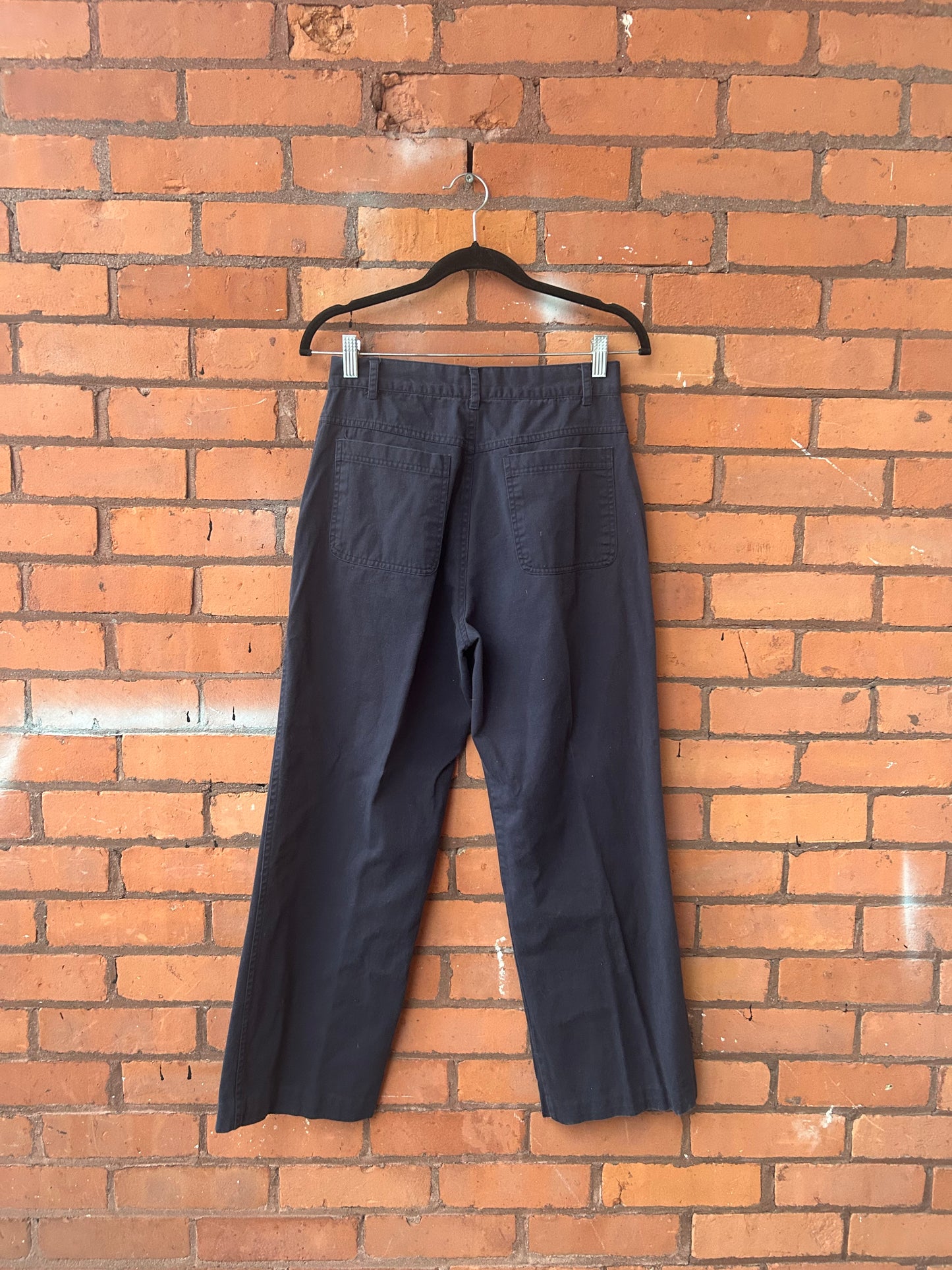 90’s Vintage Navy Cotton Pants / 28 Waist