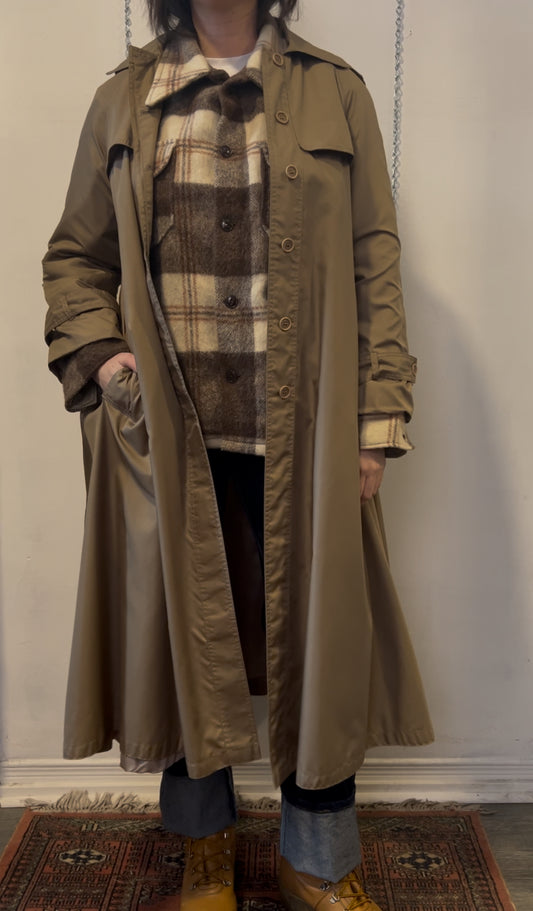 90’s Vintage Khaki A-Line Trench coat / Size S-M