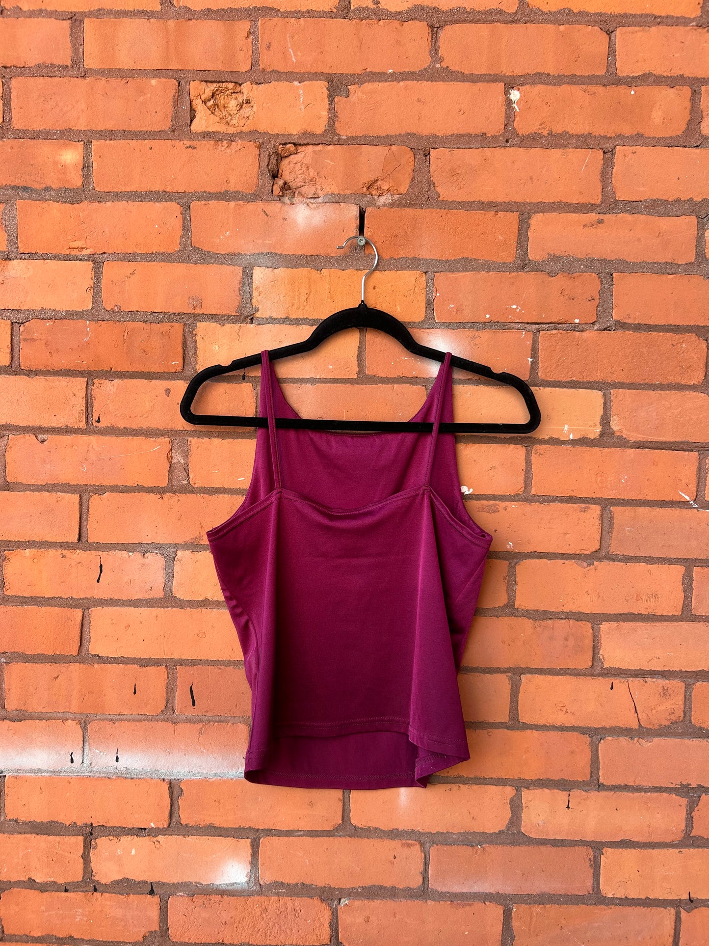 Y2K Vintage Magenta High Neck Lycra Tank Top / Size M