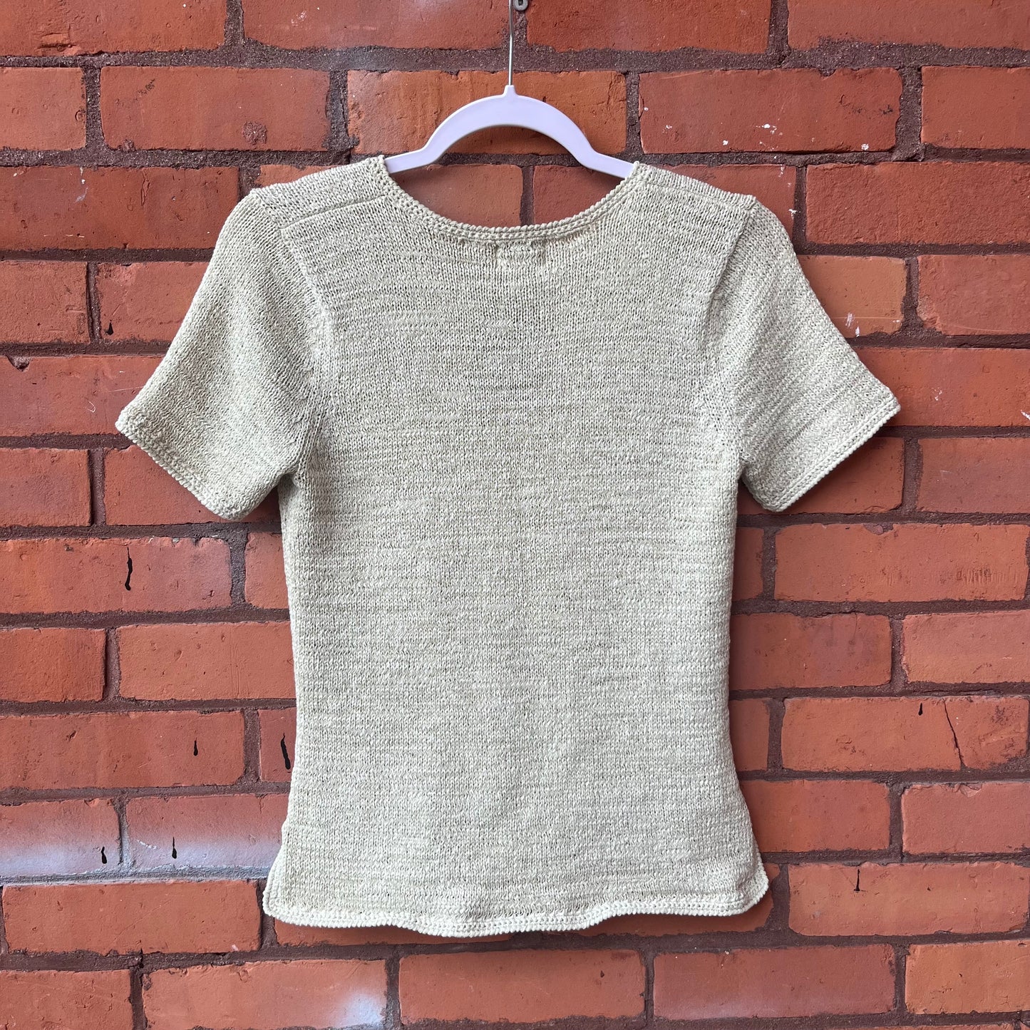90’s Vintage Chartreuse Knit Tshirt / Size M