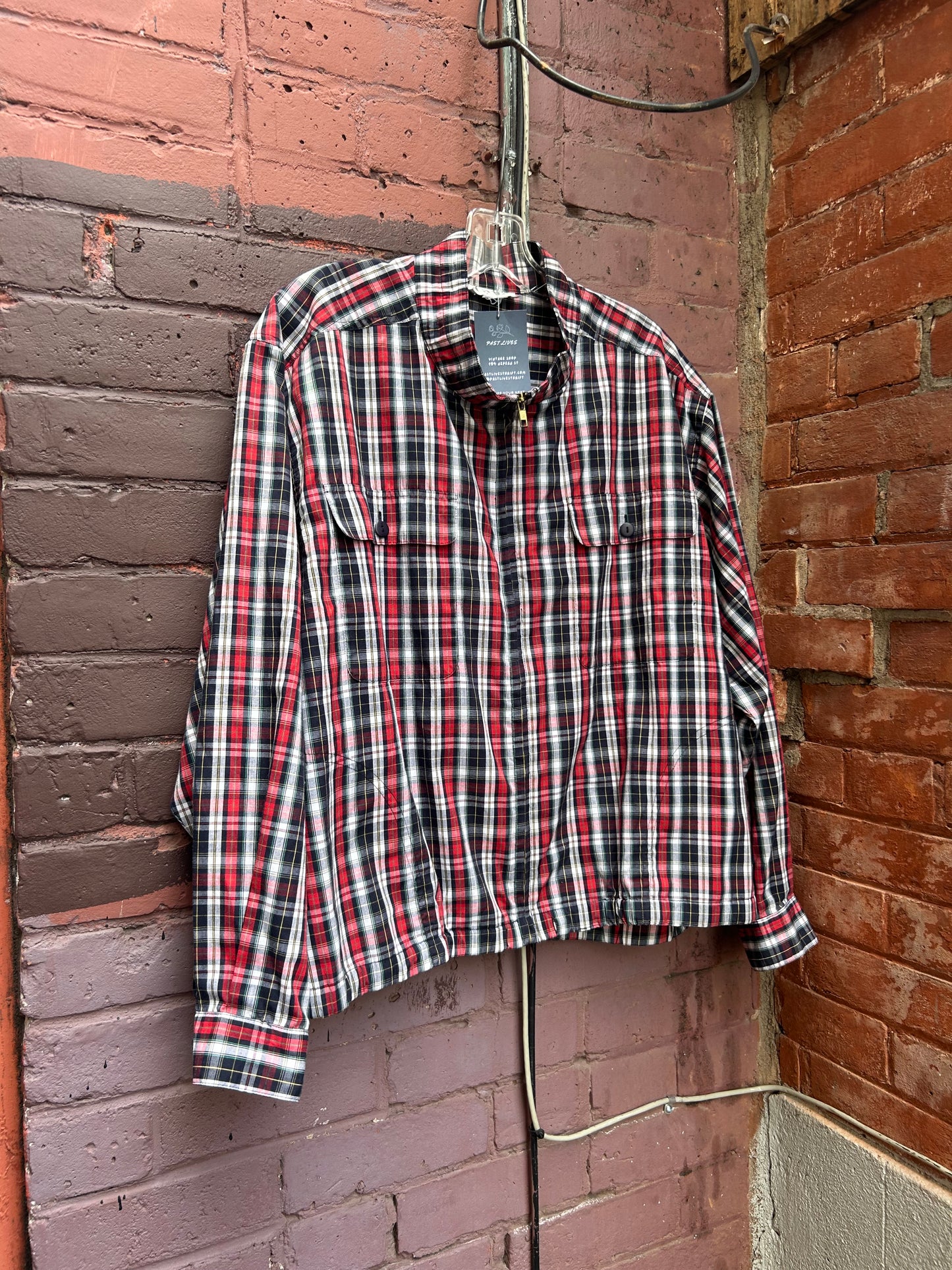 90’s Vintage Plaid Light Bomber Jacket / Size L