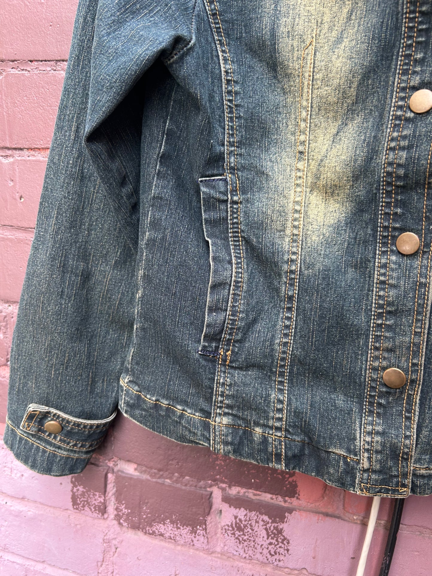 Y2K Vintage Funnel Neck Denim Jacket / Size XS-S