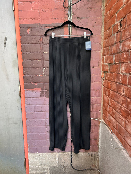 Y2K Vintage Black Striped Linen Cotton Trousers / 28-30 Waist