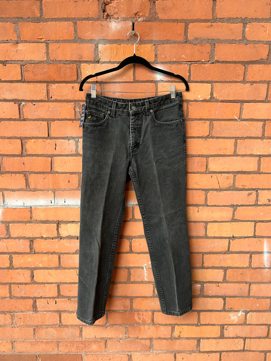 90’s Vintage Faded Black Straight Leg Jeans / 29 Waist