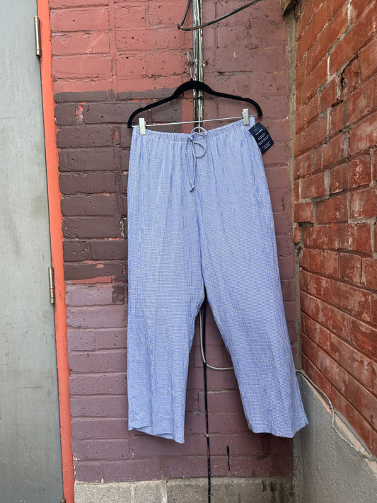 90's Vintage Blue & White Gingham Summer Pants / 30-36 Waist