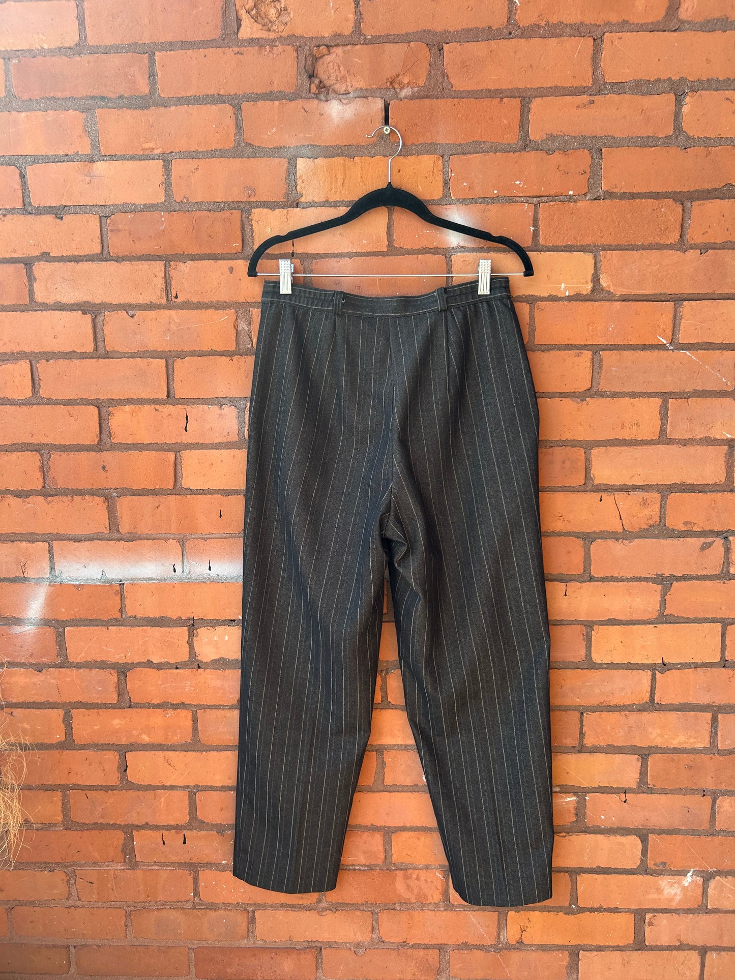 90’s Vintage Charcoal Pinstripe Trousers / 28 Waist