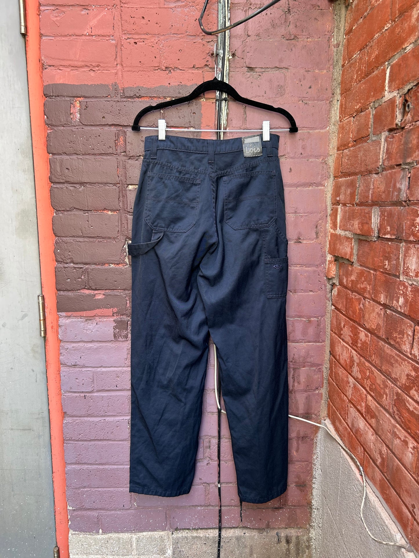 90's Vintage Navy Nylon Carpenter Pants / 28 Waist