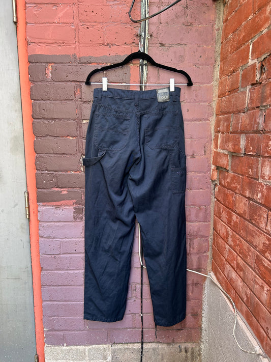 90's Vintage Navy Nylon Carpenter Pants / 28 Waist