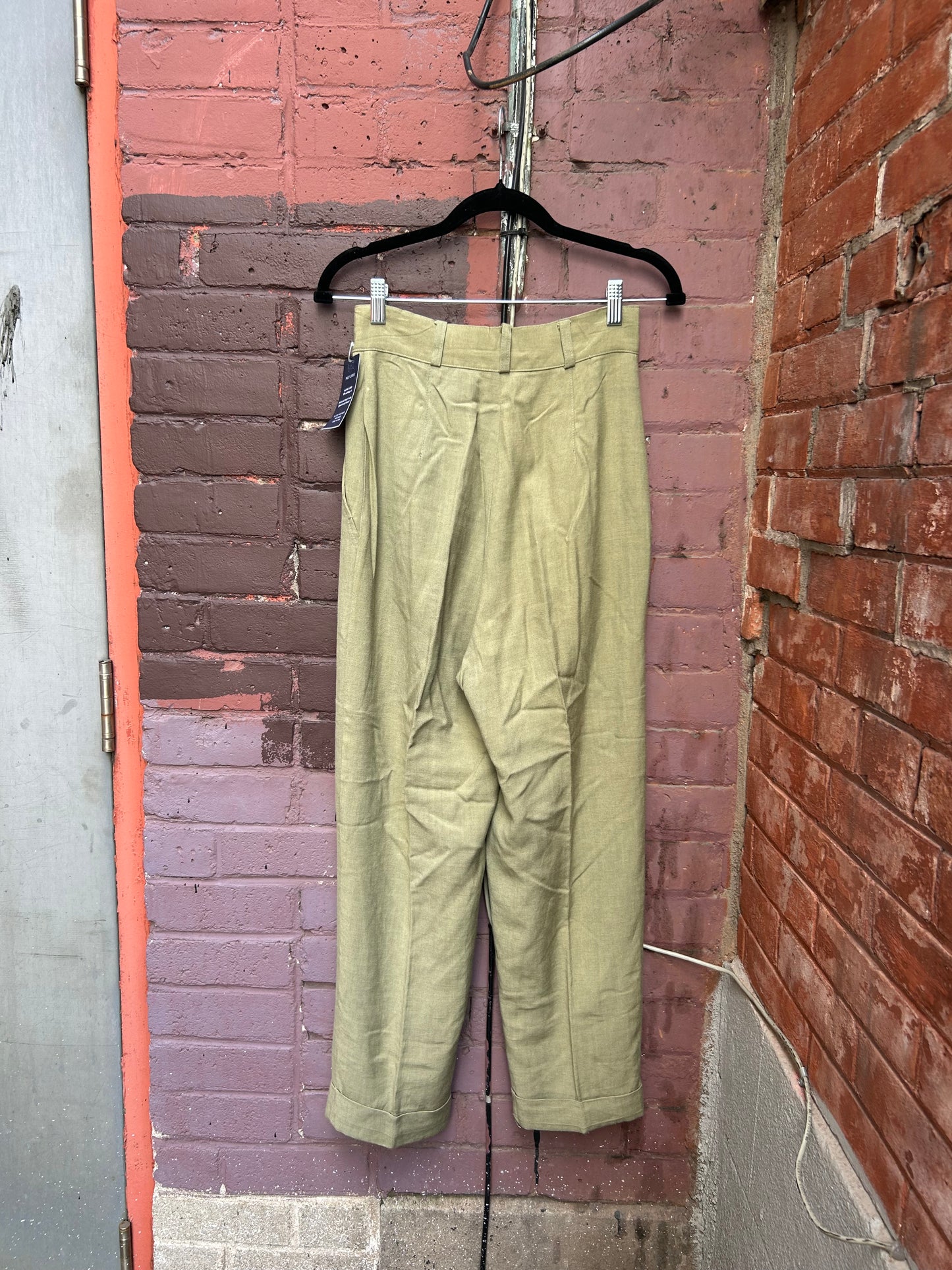 90’s Vintage Green Linen Blend Trousers / 26 Waist