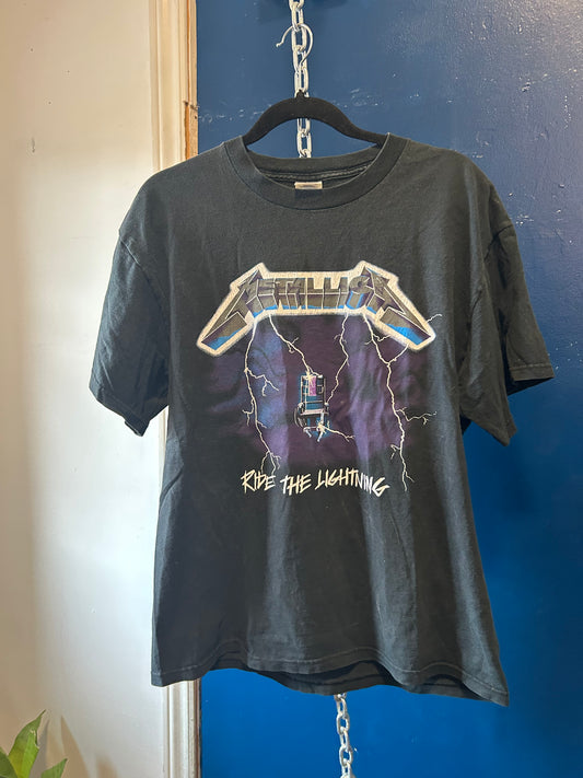 1991 Vintage Metallica Black Ride The Lightening Tee / Size L